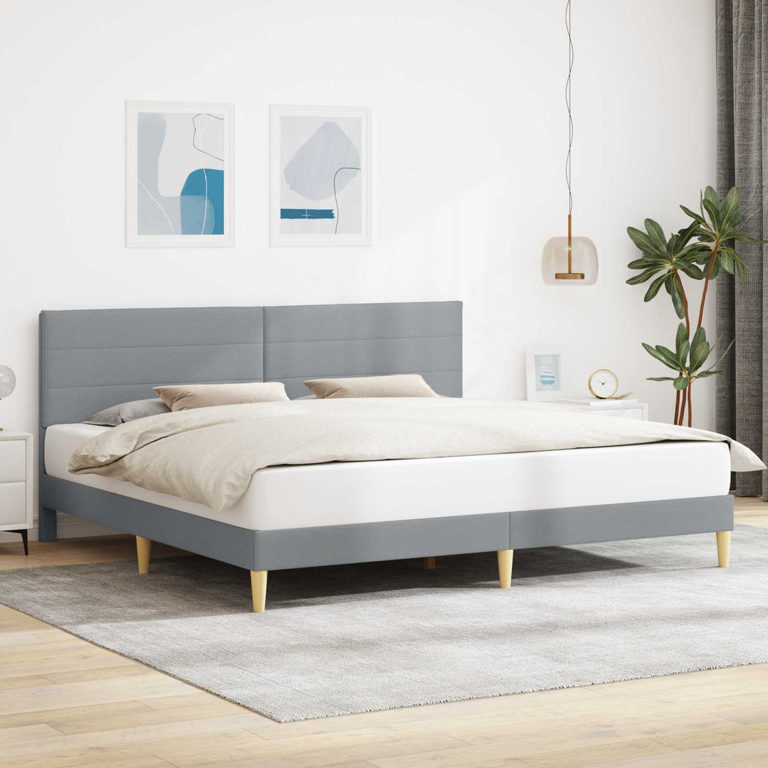 Sengestel med hovedgærde Lysegrå 180 x 200 cm Stof