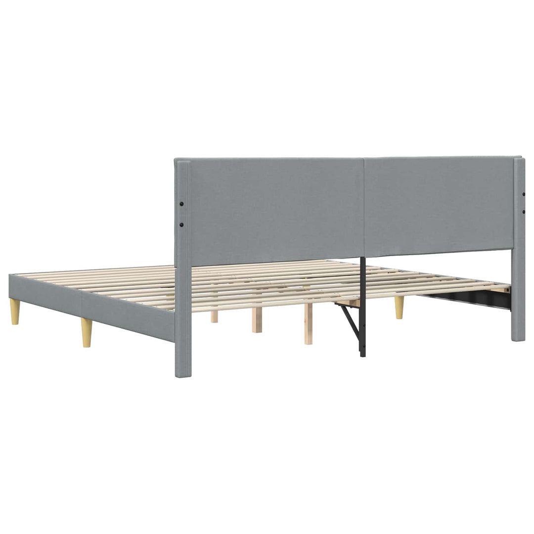 Sengestel med hovedgærde Lysegrå 180 x 200 cm Stof