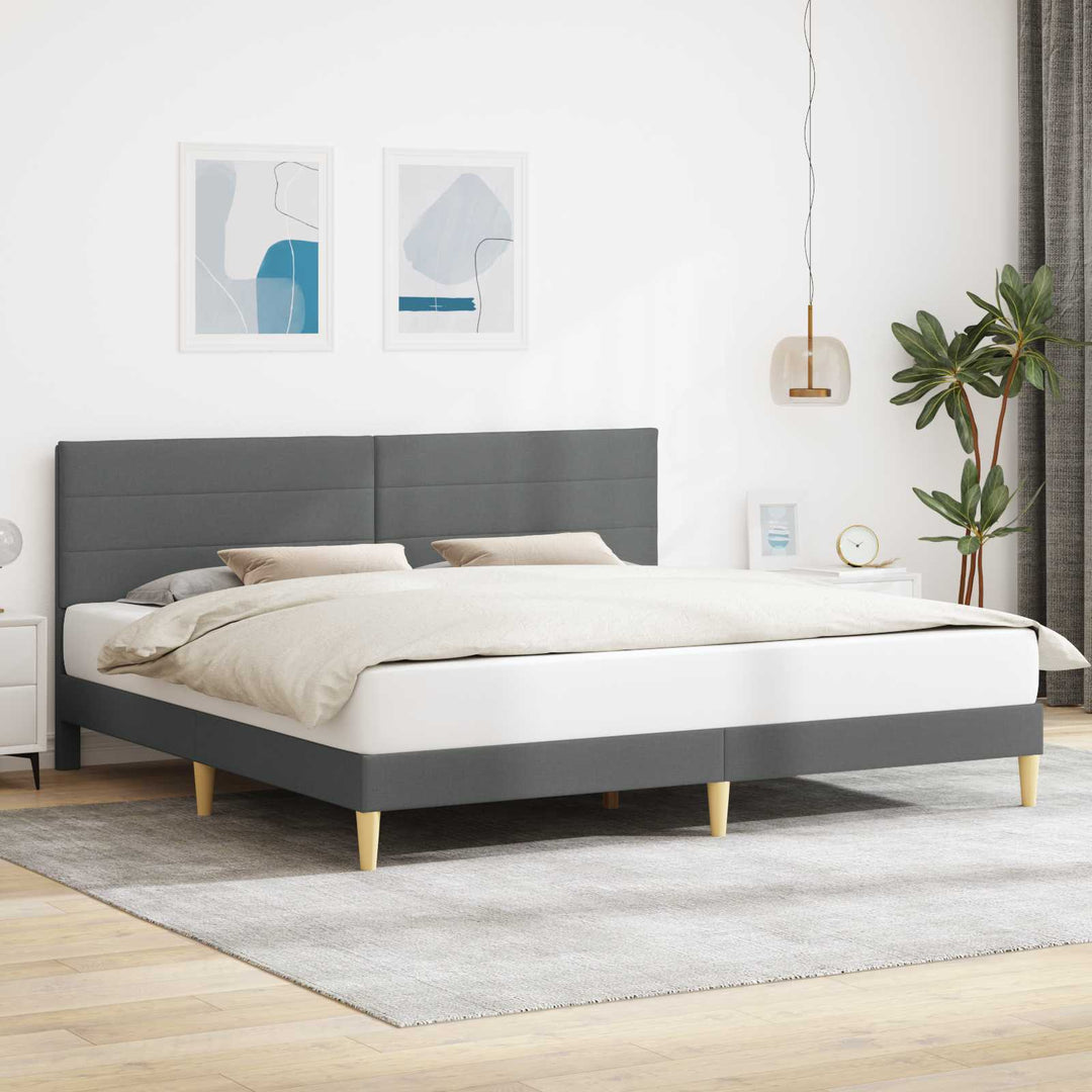 Sengestel med hovedgærde Mørkegrå 180 x 200 cm Stof