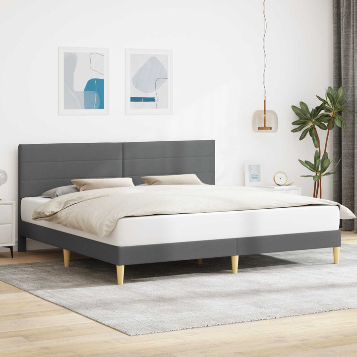 Sengestel med hovedgærde Mørkegrå 180 x 200 cm Stof
