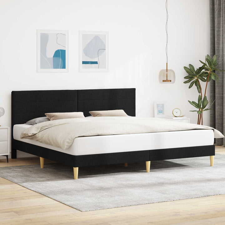 Sengestel med hovedgærde Sort 200 x 200 cm Stof