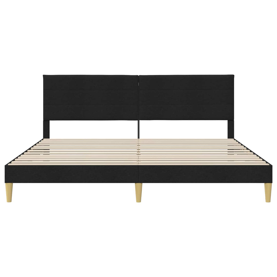 Sengestel med hovedgærde Sort 200 x 200 cm Stof