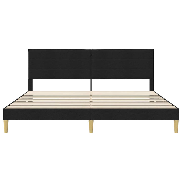 Sengestel med hovedgærde Sort 200 x 200 cm Stof