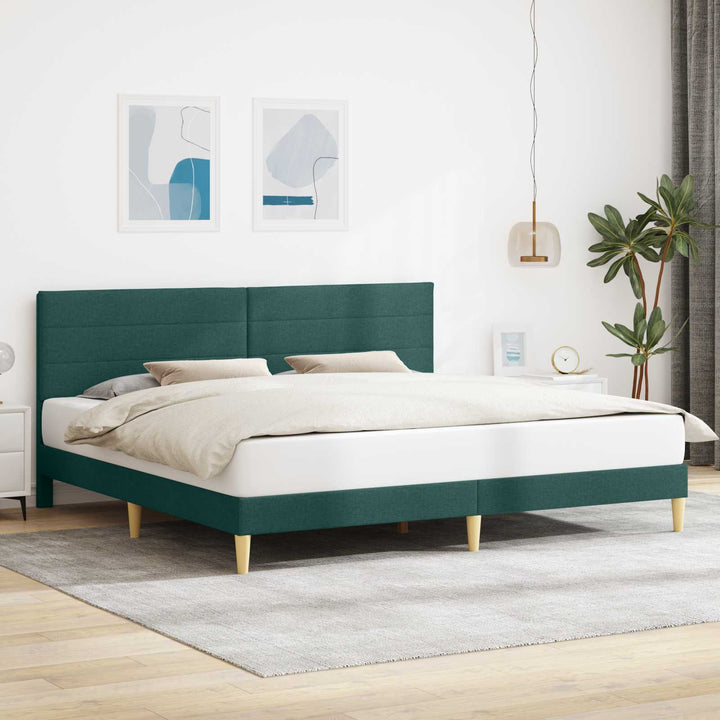 Sengestel med hovedgærde Mørkegrøn 200 x 200 cm Stof