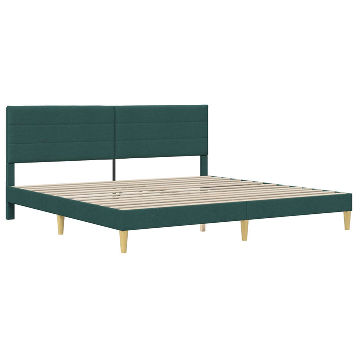 Sengestel med hovedgærde Mørkegrøn 200 x 200 cm Stof