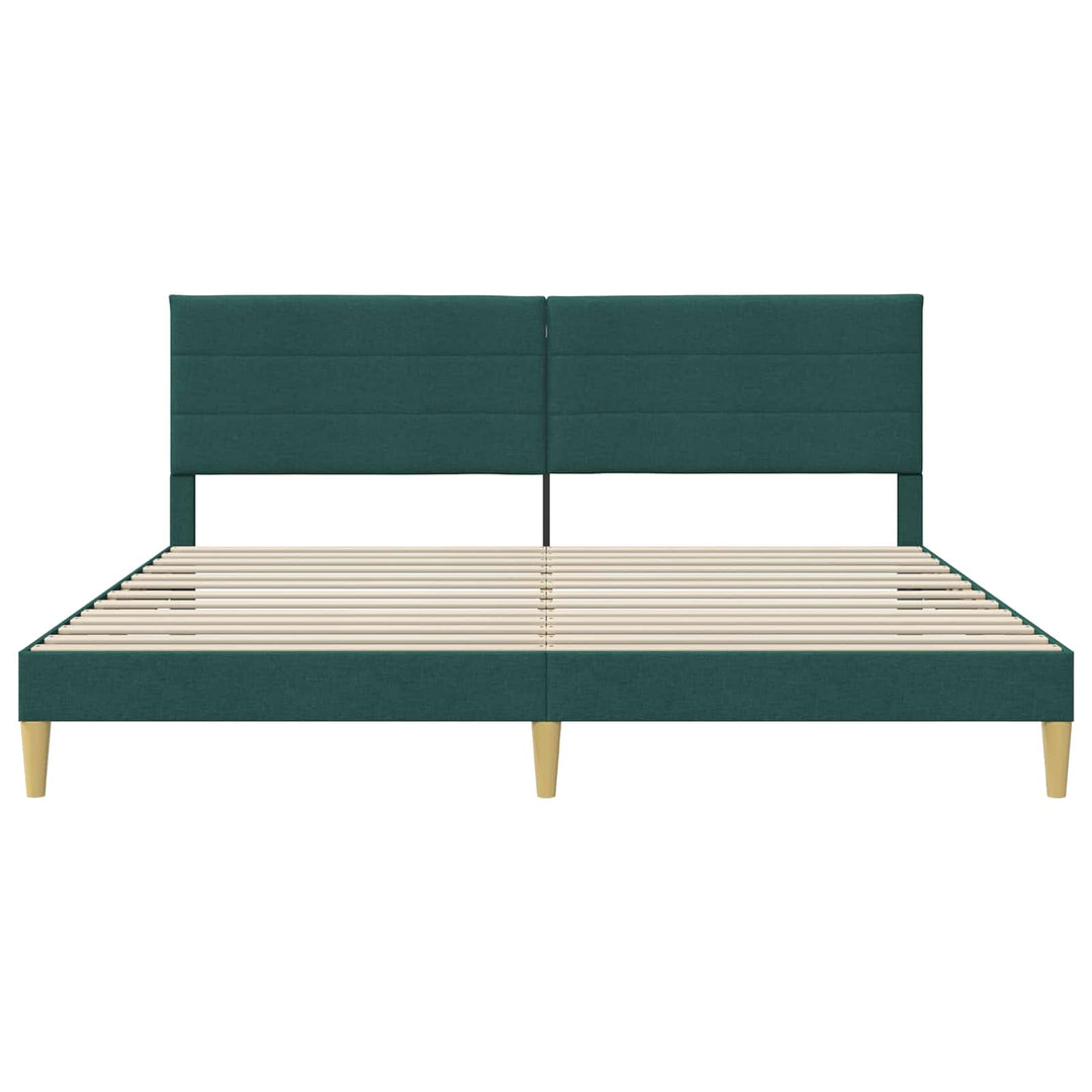 Sengestel med hovedgærde Mørkegrøn 200 x 200 cm Stof