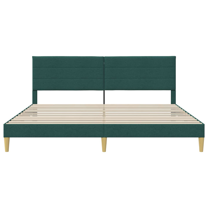 Sengestel med hovedgærde Mørkegrøn 200 x 200 cm Stof