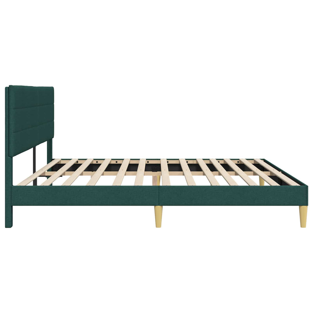 Sengestel med hovedgærde Mørkegrøn 200 x 200 cm Stof