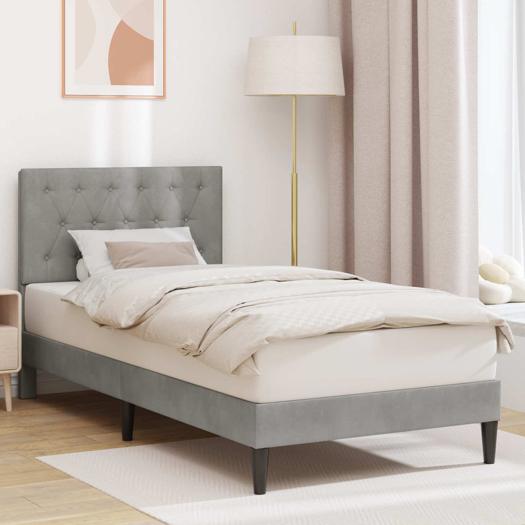 Sengestel med hovedgærde Lysegrå 80 x 200 cm Fløjl