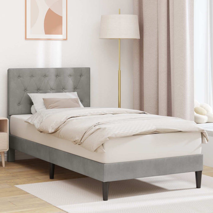 Sengestel med hovedgærde Lysegrå 80 x 200 cm Fløjl