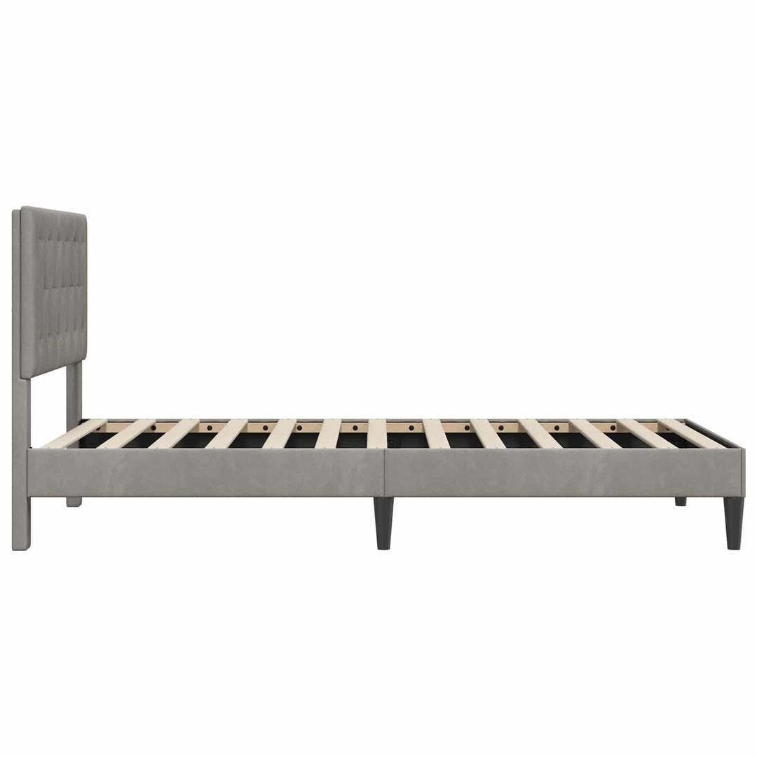 Sengestel med hovedgærde Lysegrå 80 x 200 cm Fløjl