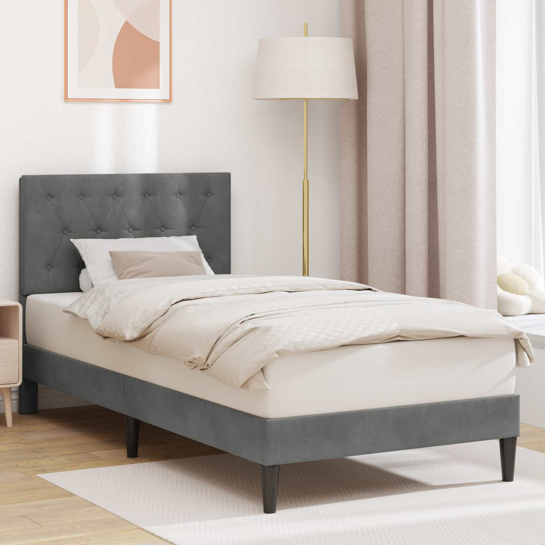 Sengestel med hovedgærde Mørkegrå 80 x 200 cm Fløjl