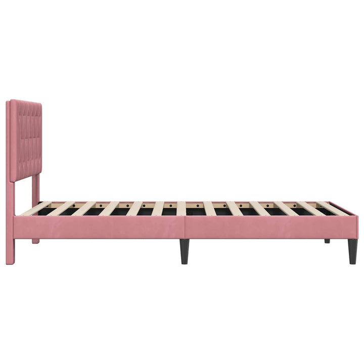 Sengestel med hovedgærde Lyserød 80 x 200 cm Fløjl