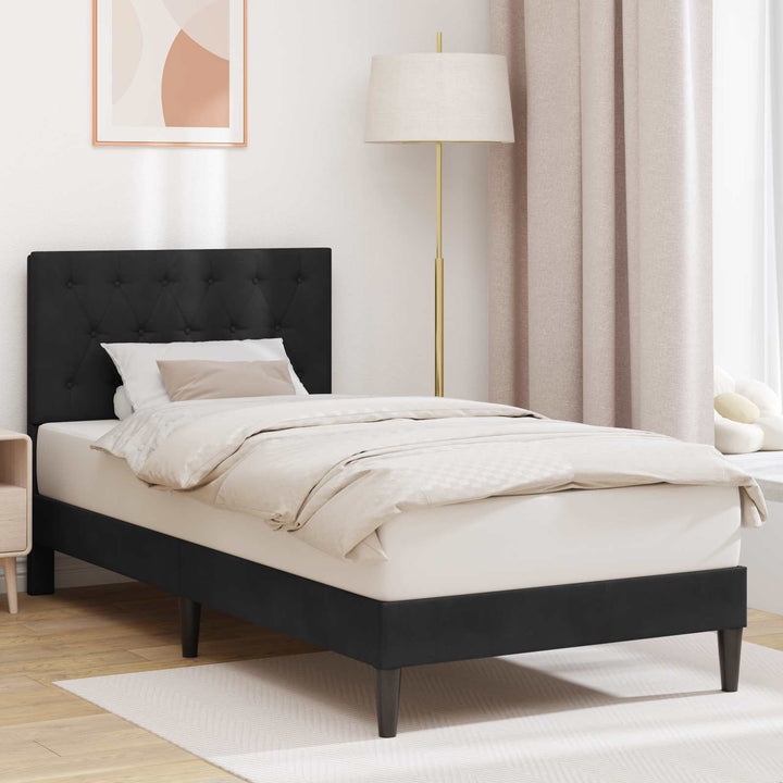 Sengestel med hovedgærde Sort 90 x 190 cm Fløjl