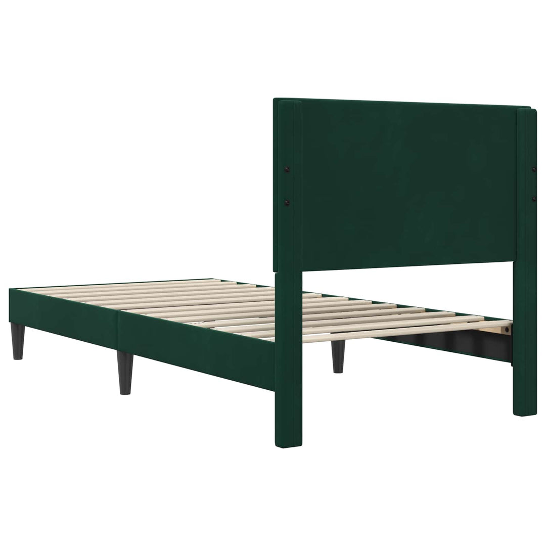 Sengestel med hovedgærde Mørkegrøn 100 x 200 cm Fløjl