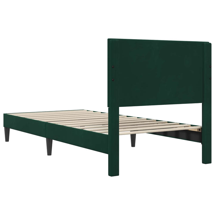 Sengestel med hovedgærde Mørkegrøn 100 x 200 cm Fløjl