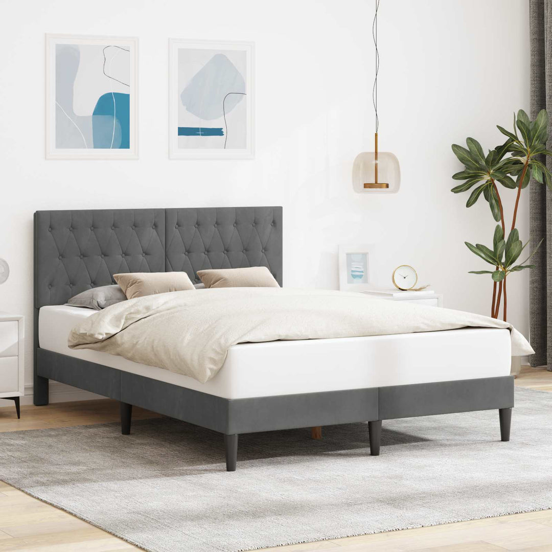 Sengestel med hovedgærde Mørkegrå 120 x 190 cm Fløjl