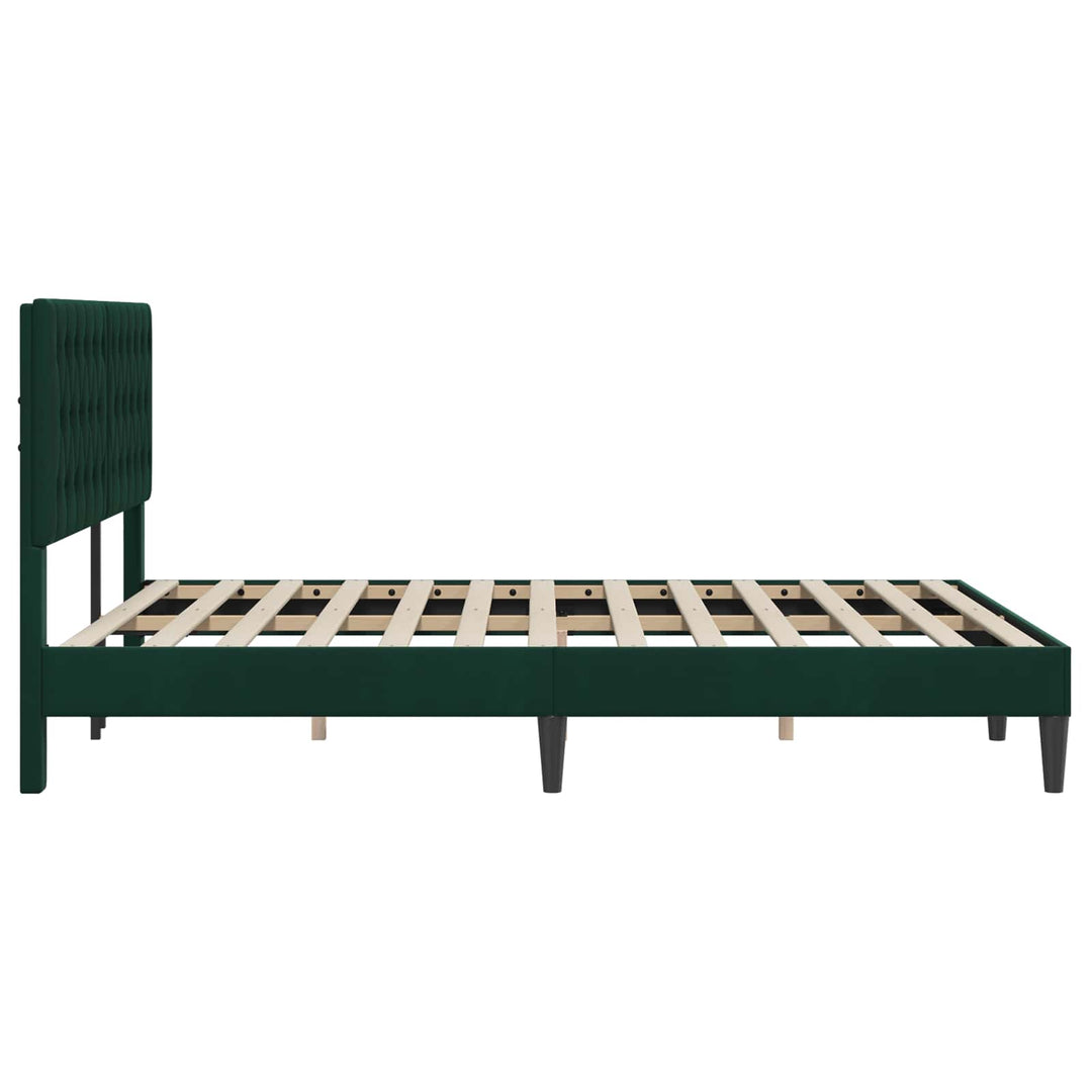 Sengestel med hovedgærde Mørkegrøn 120 x 200 cm Fløjl