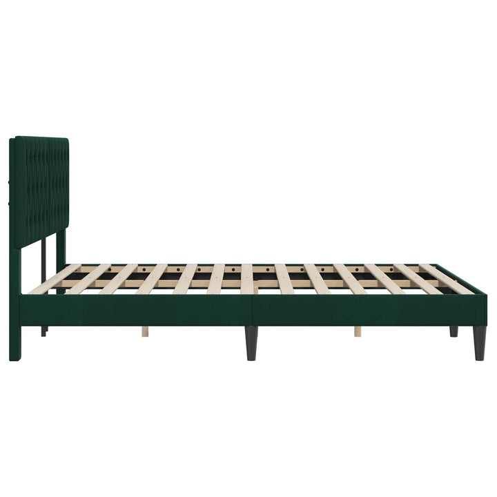 Sengestel med hovedgærde Mørkegrøn 120 x 200 cm Fløjl