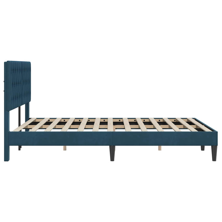 Sengestel med hovedgærde Blå 140 x 190 cm Fløjl