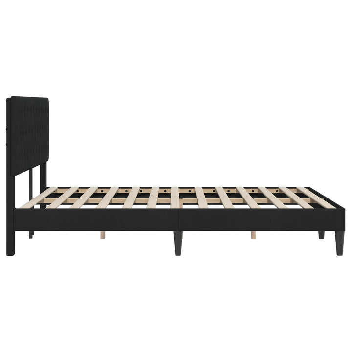 Sengestel med hovedgærde Sort 160 x 200 cm Fløjl