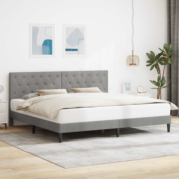 Sengestel med hovedgærde Lysegrå 180 x 200 cm Fløjl