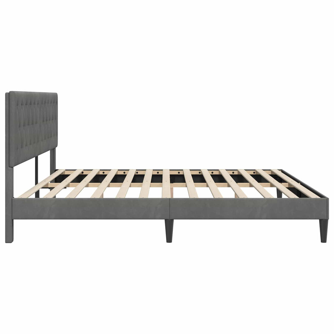 Sengestel med hovedgærde Mørkegrå 180 x 200 cm Fløjl