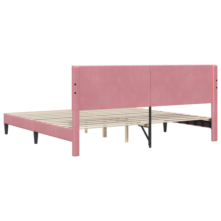 Sengestel med hovedgærde Lyserød 180 x 200 cm Fløjl