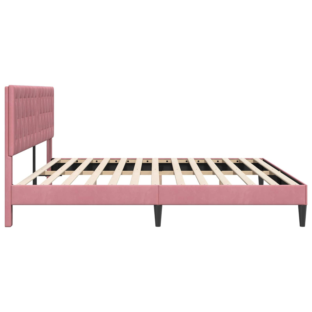 Sengestel med hovedgærde Lyserød 180 x 200 cm Fløjl