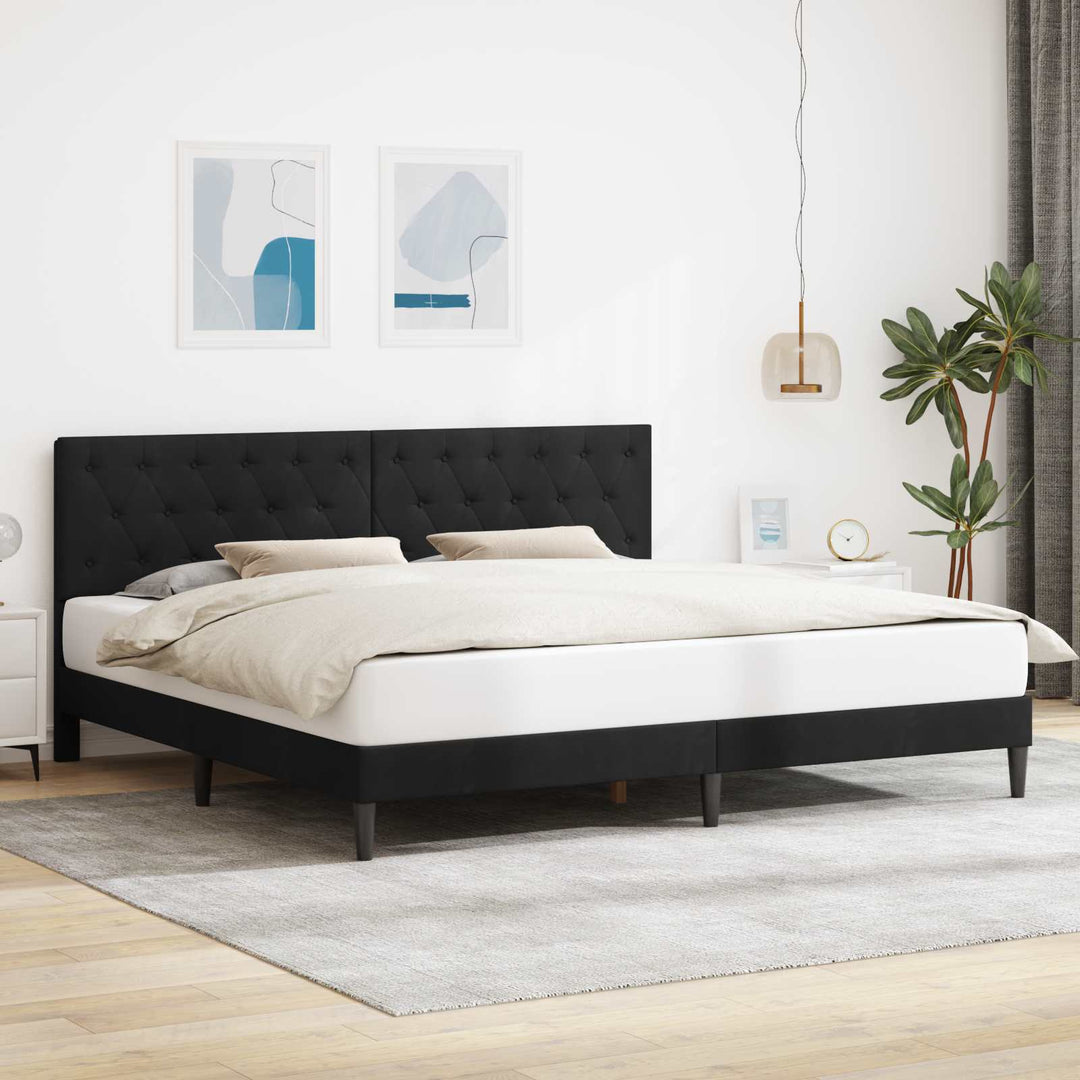 Sengestel med hovedgærde Sort 180 x 200 cm Fløjl