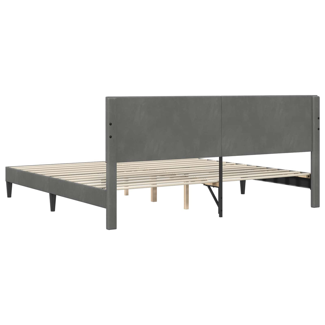 Sengestel med hovedgærde Mørkegrå 200 x 200 cm Fløjl