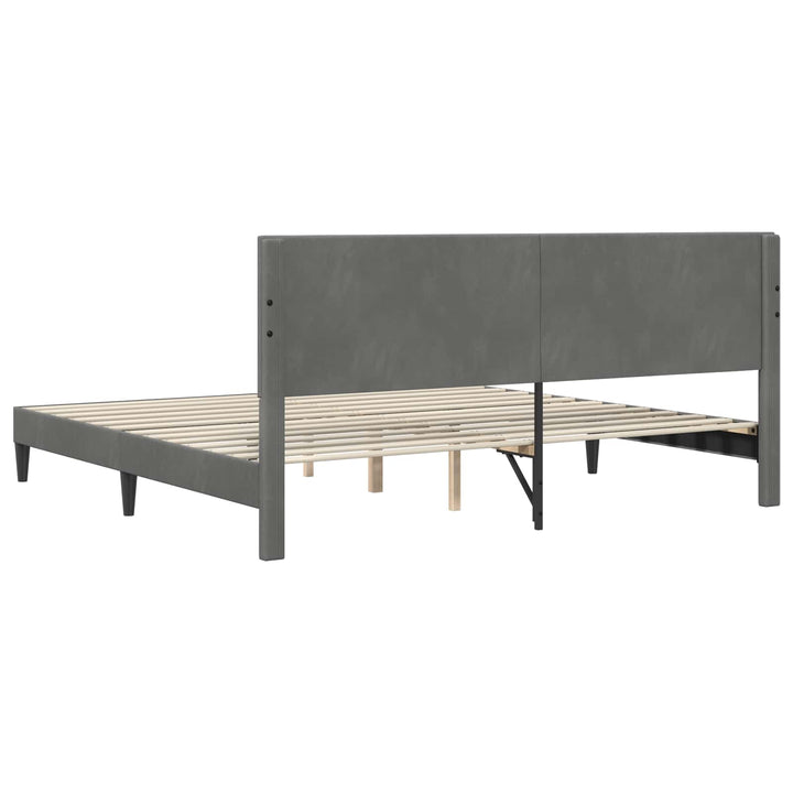 Sengestel med hovedgærde Mørkegrå 200 x 200 cm Fløjl