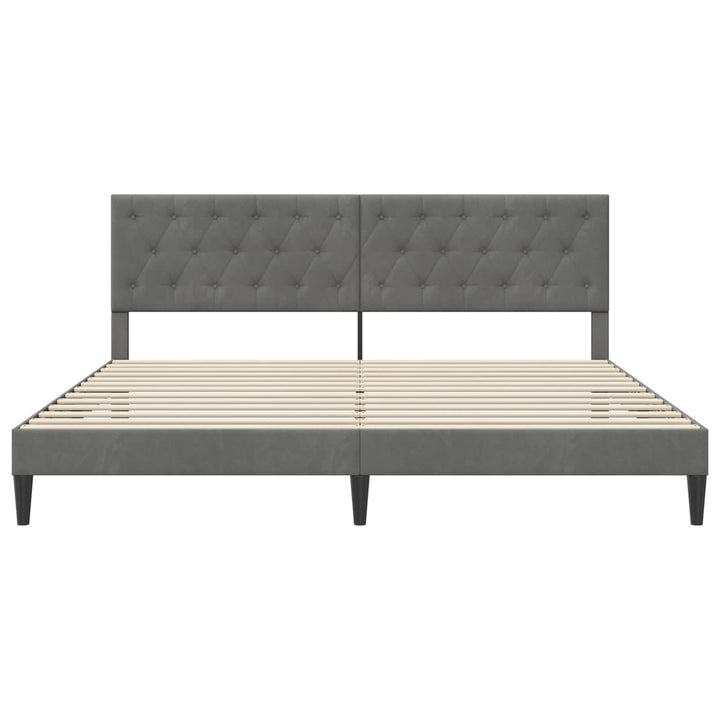 Sengestel med hovedgærde Mørkegrå 200 x 200 cm Fløjl