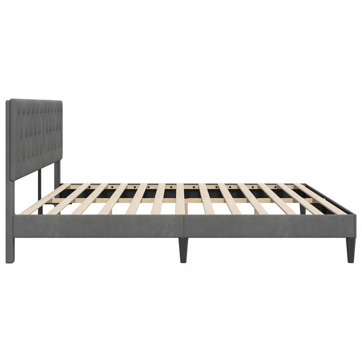 Sengestel med hovedgærde Mørkegrå 200 x 200 cm Fløjl