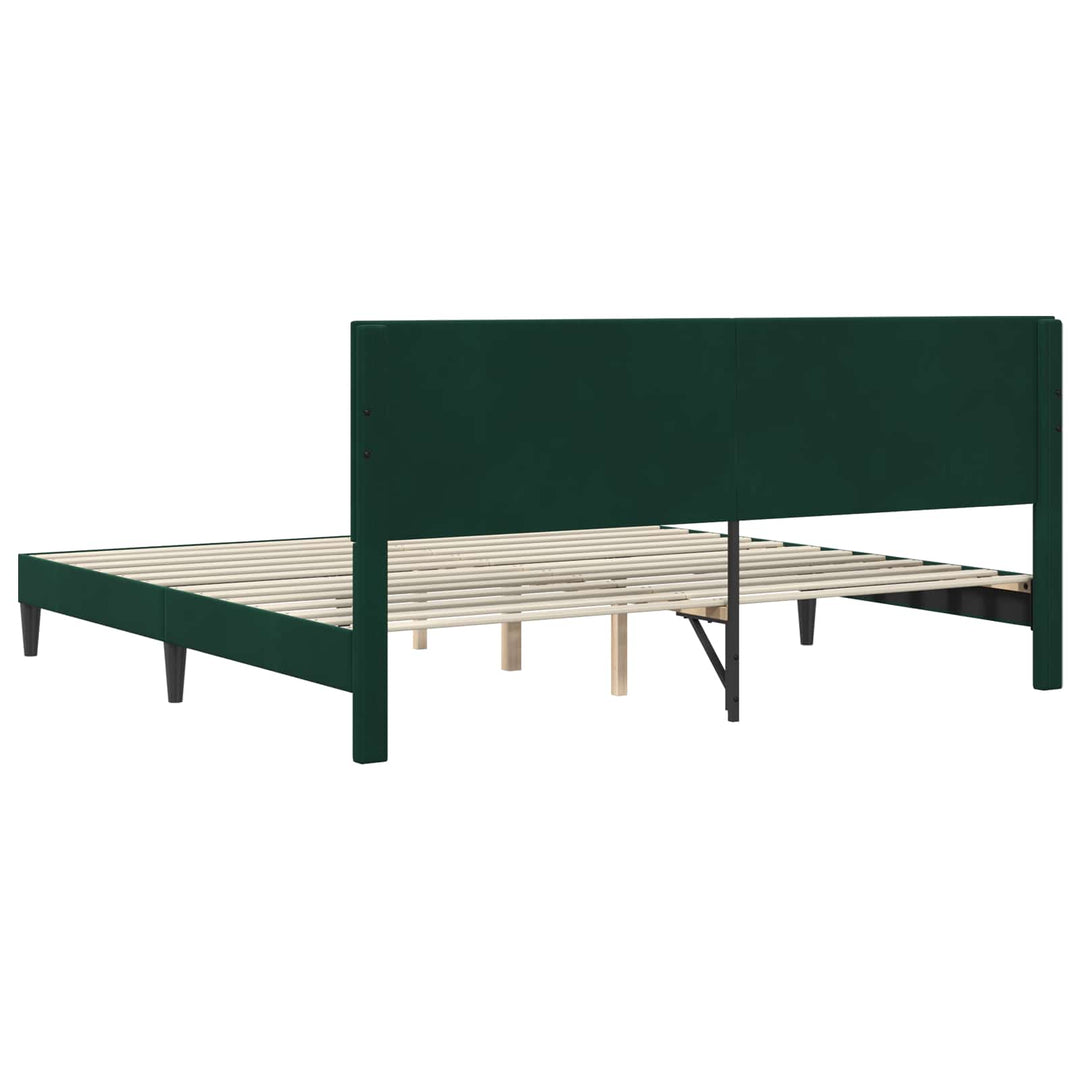 Sengestel med hovedgærde Mørkegrøn 200 x 200 cm Fløjl