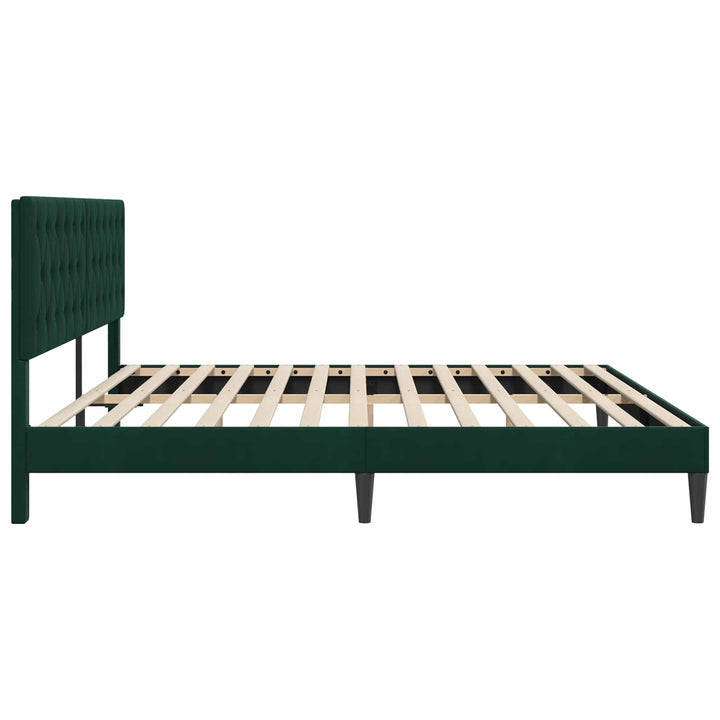 Sengestel med hovedgærde Mørkegrøn 200 x 200 cm Fløjl