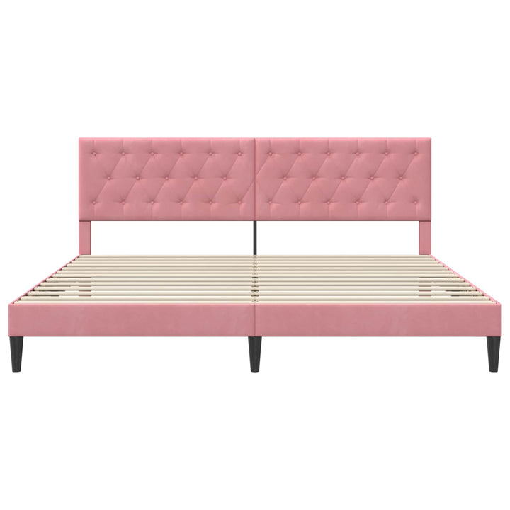 Sengestel med hovedgærde Lyserød 200 x 200 cm Fløjl