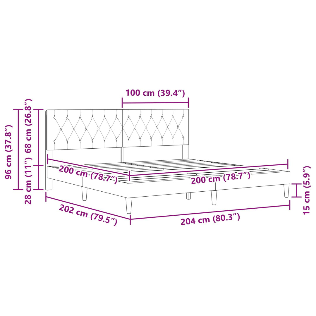 Sengestel med hovedgærde Lyserød 200 x 200 cm Fløjl