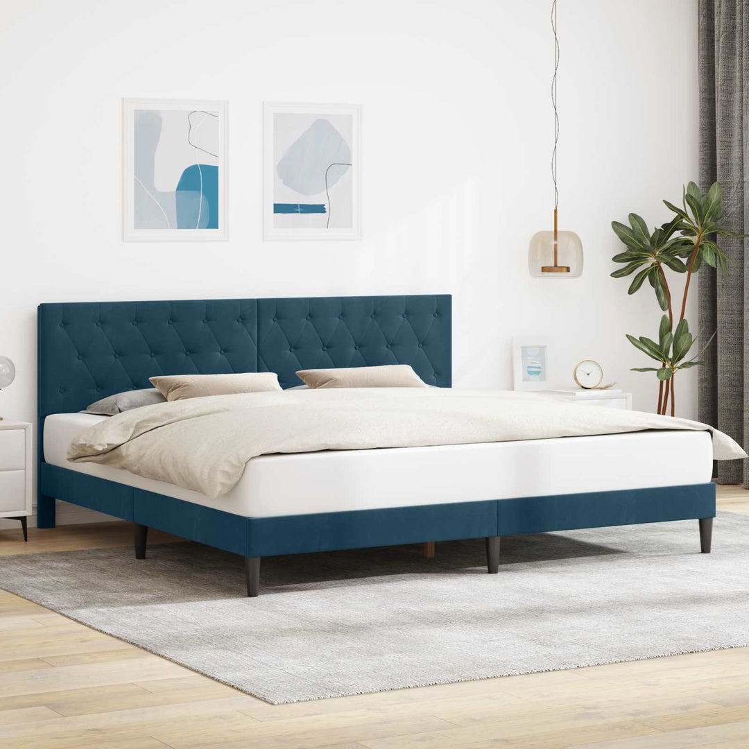 Sengestel med hovedgærde Blå 200 x 200 cm Fløjl