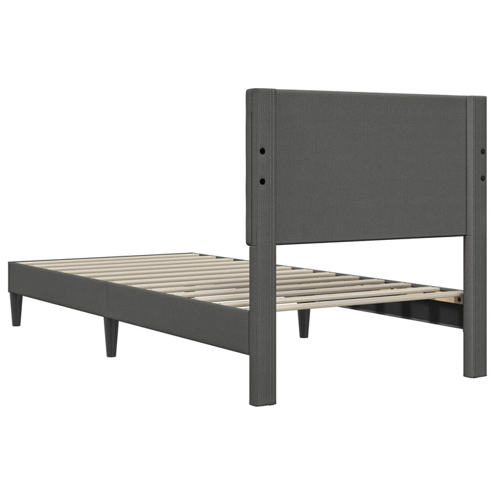 Sengestel med hovedgærde Mørkegrå 80 x 200 cm Velourstof
