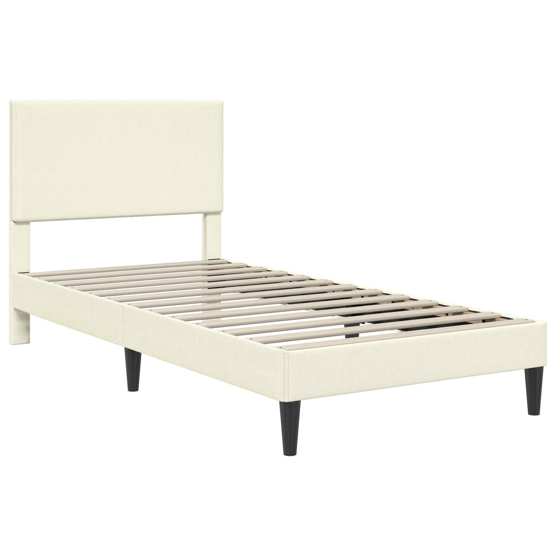 Sengestel med hovedgærde Cremefarvet 80 x 200 cm Velourstof