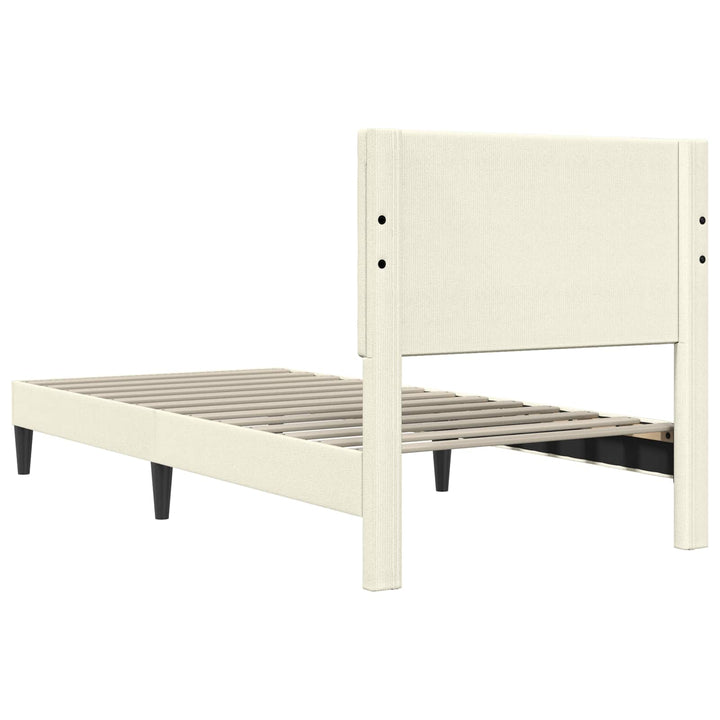 Sengestel med hovedgærde Cremefarvet 100 x 200 cm Velourstof