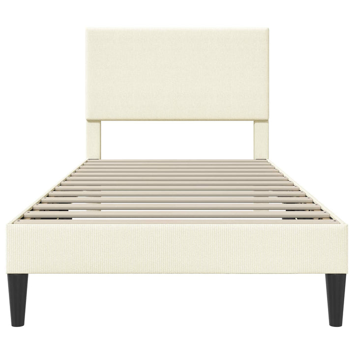 Sengestel med hovedgærde Cremefarvet 100 x 200 cm Velourstof