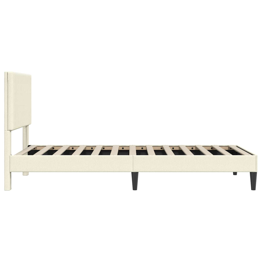 Sengestel med hovedgærde Cremefarvet 100 x 200 cm Velourstof