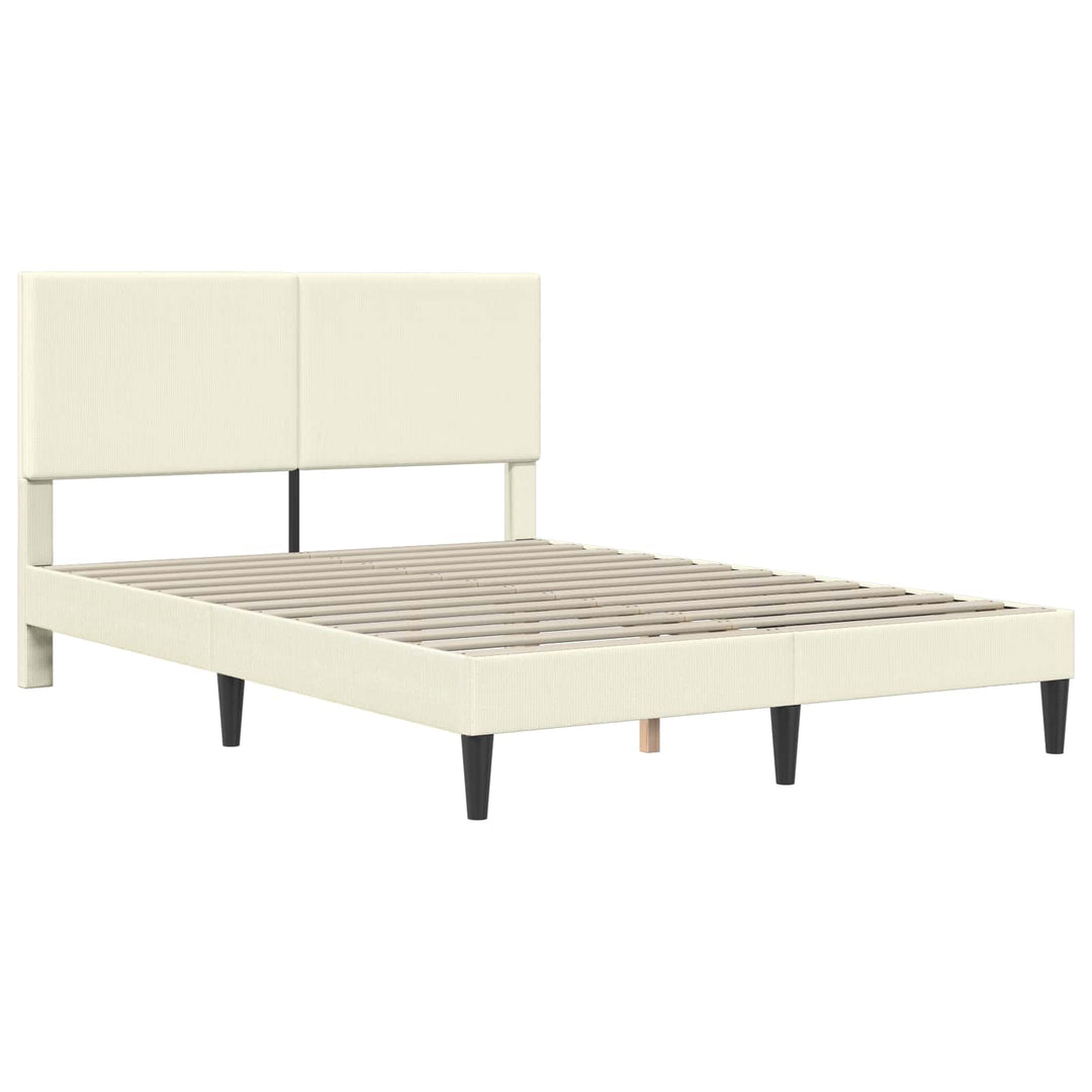 Sengestel med hovedgærde Cremefarvet 120 x 190 cm Velourstof