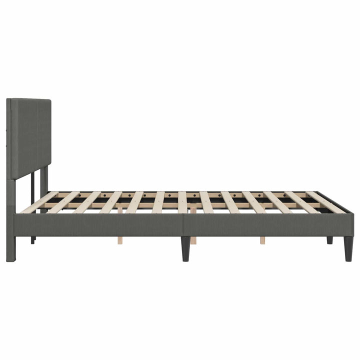Sengestel med hovedgærde Mørkegrå 120 x 200 cm Velourstof
