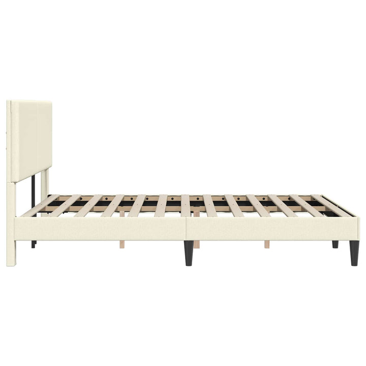 Sengestel med hovedgærde Cremefarvet 120 x 200 cm Velourstof