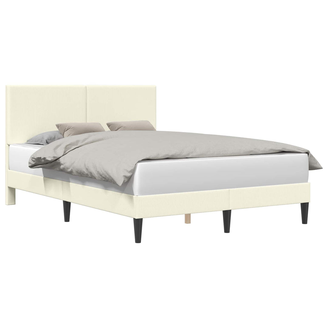 Sengestel med hovedgærde Cremefarvet 140 x 190 cm Velourstof