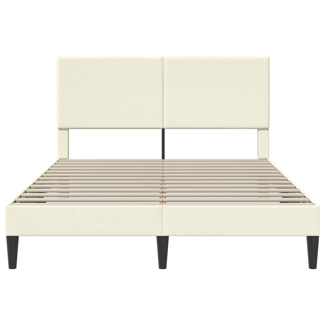 Sengestel med hovedgærde Cremefarvet 140 x 200 cm Velourstof