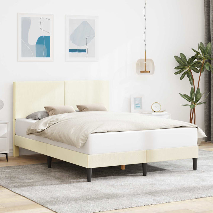 Sengestel med hovedgærde Cremefarvet 160 x 200 cm Velourstof